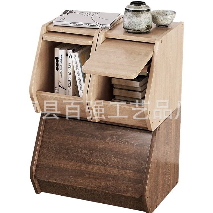 源头工厂卧室客厅书柜储物柜整理窄柜可叠加复古木质收纳抽屉式杂