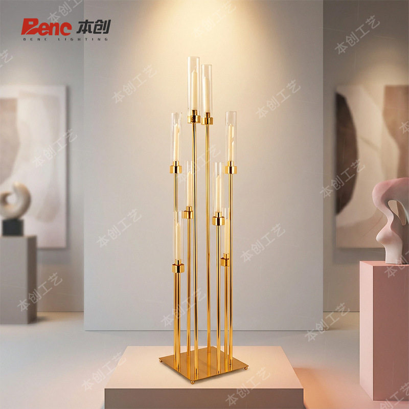 圣诞金色烛台婚礼舞台布置节节高路引蜡烛台结婚装饰摆件厂家批发