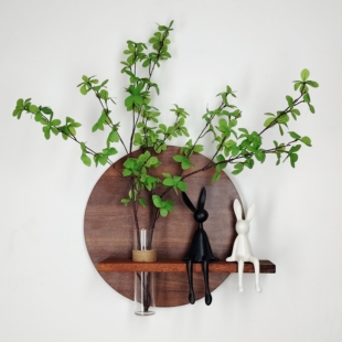 实木板壁挂墙花瓶玄关餐厅沙发背景墙装饰画花架圆形水培绿植花器