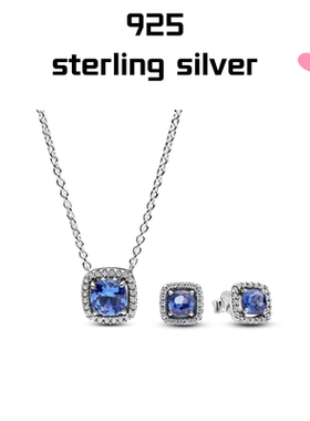 【新品】S925纯银闪耀光环方形耳钉蓝色精致轻奢七夕礼物