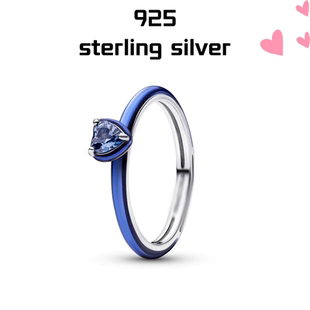 [新品]S925纯银蓝色心形戒指紫色红色经典心形设计