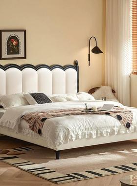 北欧黑色实木床现代简约1.5米1.8复古卧室经济型双人法式复古大床