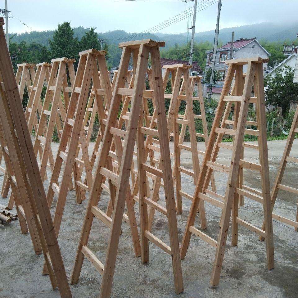 人字梯子户外宿舍加厚梯子家用爬梯家用加粗特厚多功能杉木实木梯