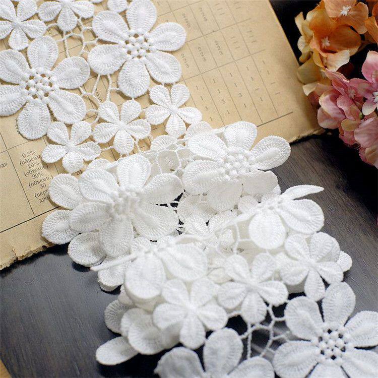 黑白镂空水溶刺绣蕾丝花边服装diy手工布艺袖口领口宽10cm