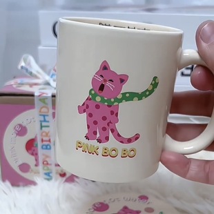可爱猫咪马克杯家用咖啡水杯广告商务伴手礼学生高颜值杯子跨境