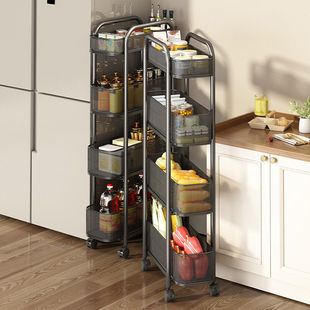 夹缝置物架厨房窄缝冰箱侧旁边的收纳柜超窄缝隙边缝小推车储物柜