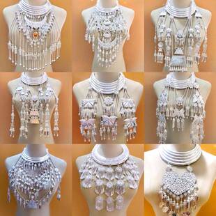 新少数民族装饰品云南苗族彝族哈尼族瑶族服装女银饰项圈苗银项链