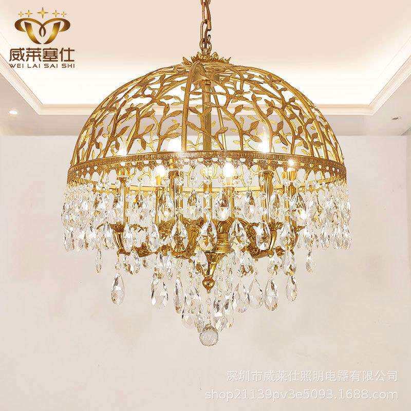法式全铜水晶吊灯欧式别墅奢华餐厅玄关走廊卧室书房入户创意灯具