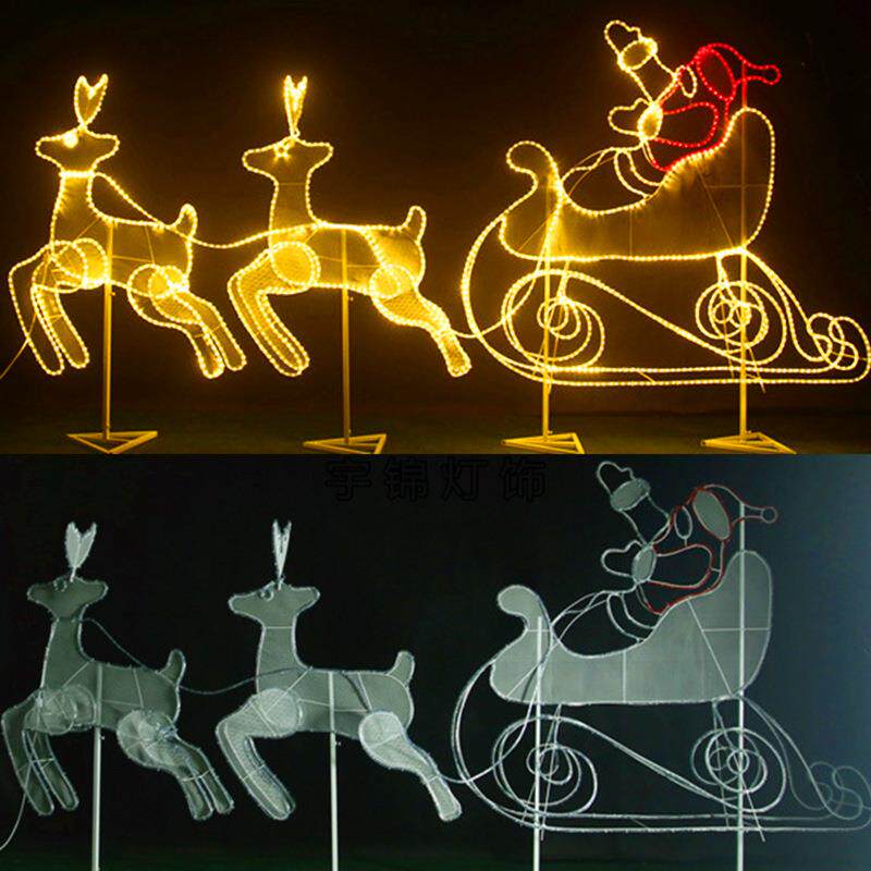 户外LED造型灯灯光节平面圣诞鹿动物景观公园圣诞装饰亮化灯