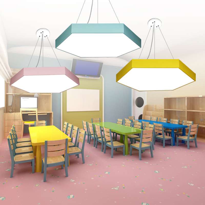 卡通几何吊灯幼儿园大厅教室过道正方三角形六边形创意造型吸顶灯