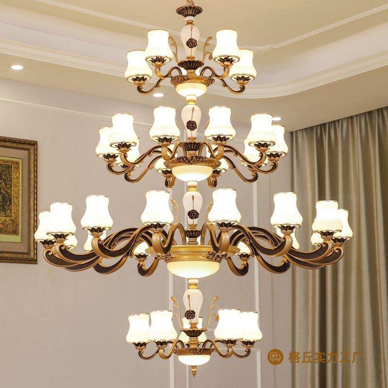 复式楼客厅灯豪华吊灯吊灯现代简约新中式酒店别墅大吊灯新款