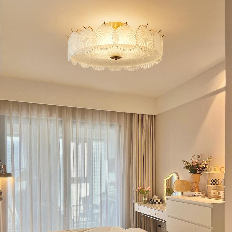 全铜卧室灯法式轻奢后现代房间led灯现代简约大气网红水晶吸顶灯