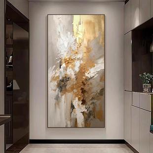 金色抽象高端楼梯玄关过道装饰画轻奢高级感别墅复式挑空客厅挂画