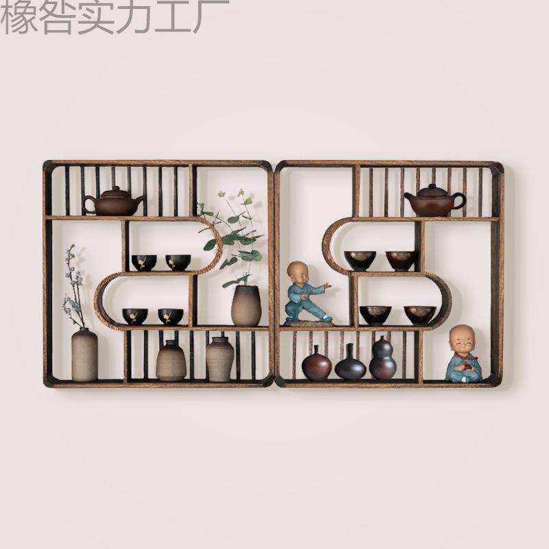 博古架中式实木 茶架子置物架 挂墙壁挂式墙上多宝阁客厅展示架新