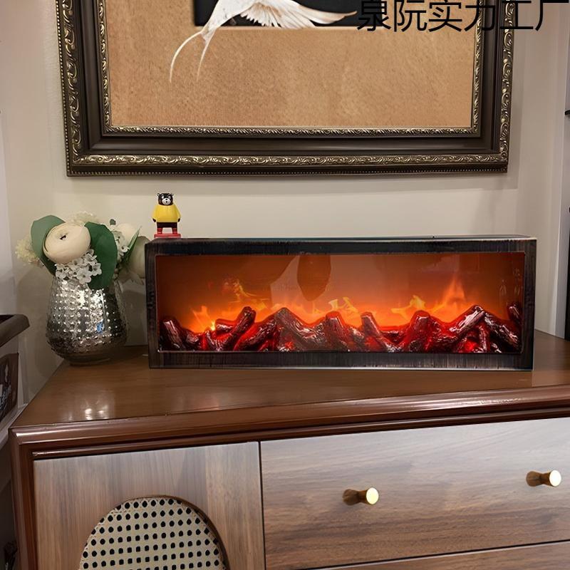 小夜灯仿真火焰灯氛围感灯台灯卧室床头桌摆件假火炉壁炉直播装饰