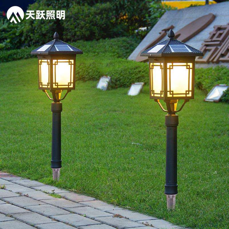 新中式太阳能灯户外庭院灯led防水草地灯地插家用花园别墅草坪灯