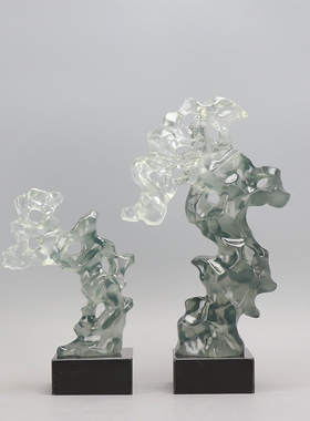 极速新中c式售楼处酒店大厅软装摆件家居客厅电视柜玄关透明太湖