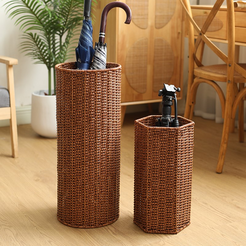 仿藤编雨伞架家用酒店雨伞桶门口放伞置物架圆形高复古Z字画收纳