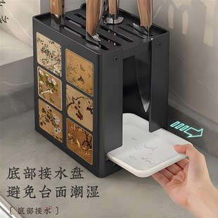 高颜值刀架置物架2025新款x厨房台面款多功能刀具筷子筒一体收纳