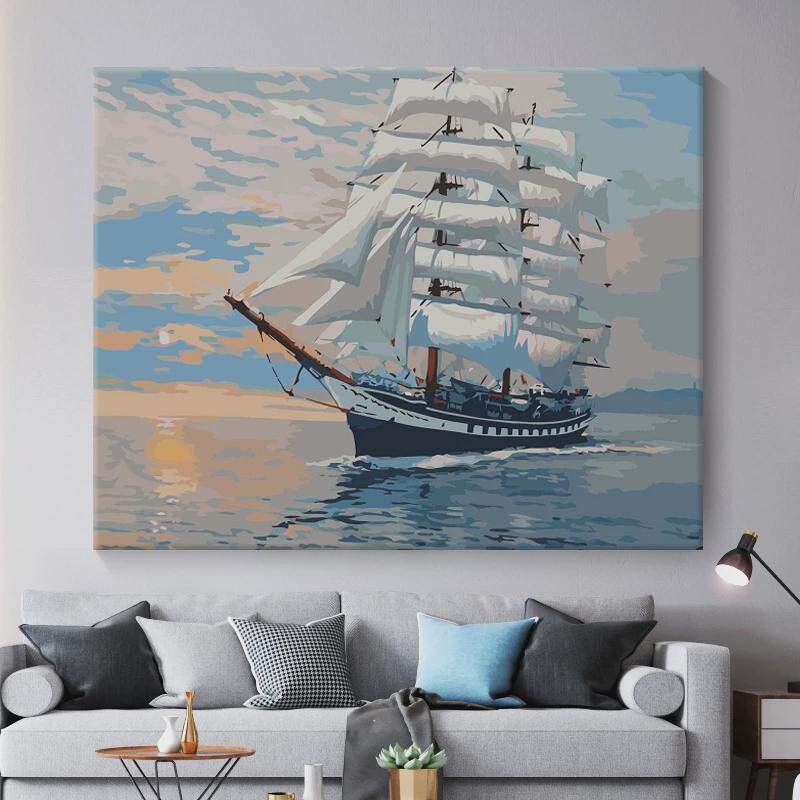 ki9s数字油画风景diy丙烯画手绘莫奈日出填色绘画油X彩画手工画成