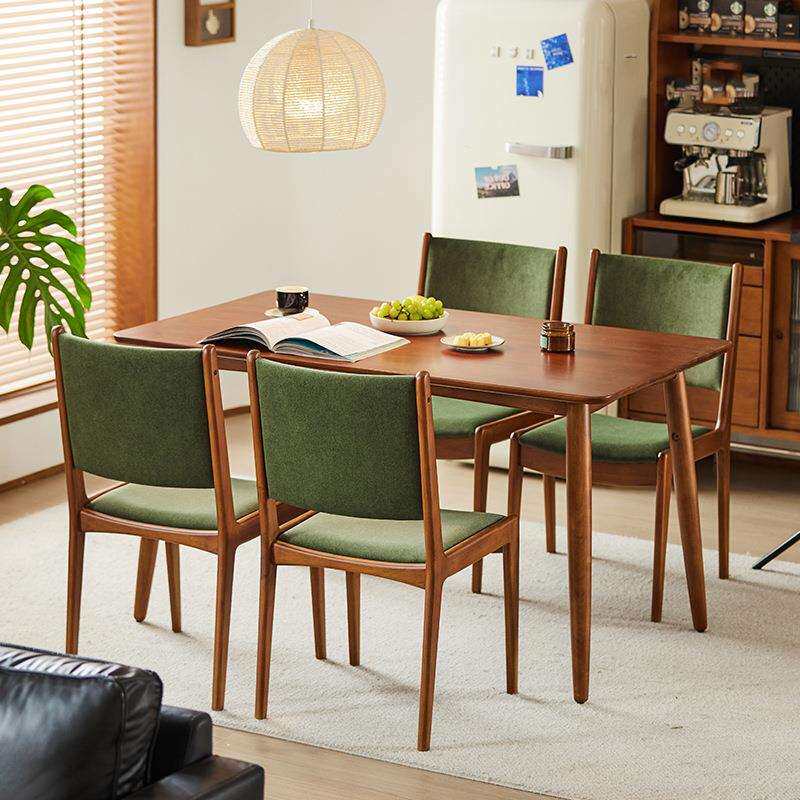 复古实木休闲椅软包书房带靠背椅设计师北欧简约家用餐桌椅子