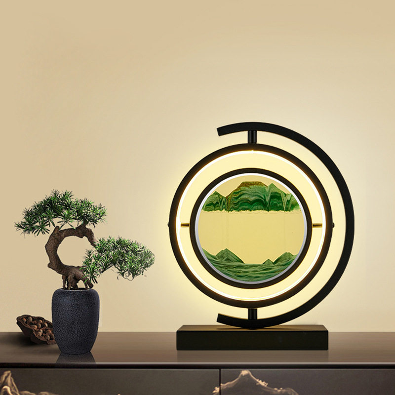 沙漏摆件家居装饰品3d玻璃流沙画现代简约办公室桌面动态沙画液体图片