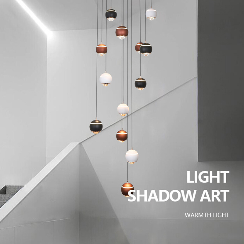 楼梯吊灯长吊灯极简现代艺术创意别墅复式楼loft楼梯间简约吊线灯