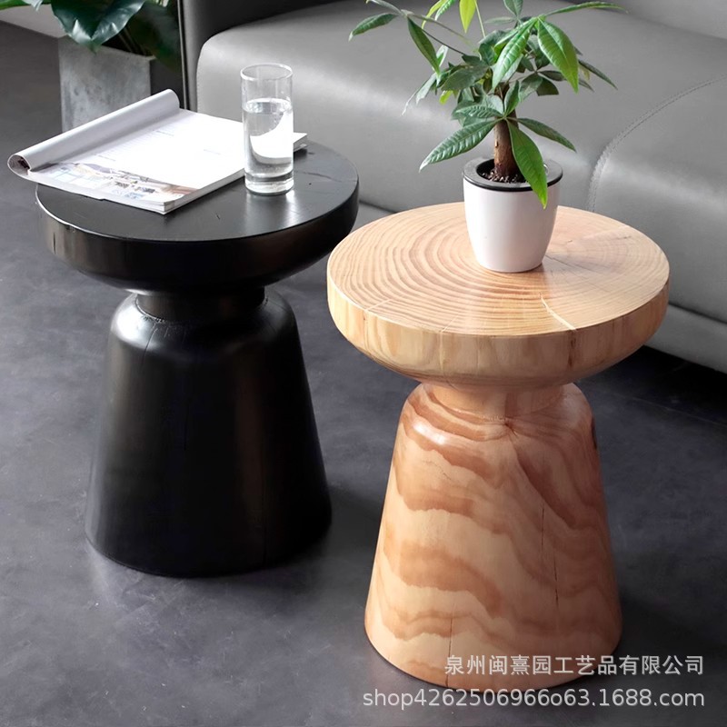 北欧简约实木木桩边几