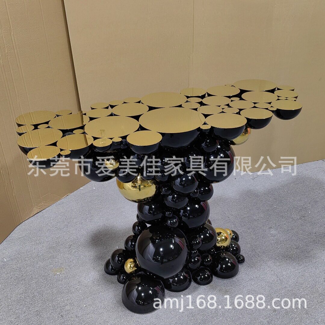 气球泡泡不锈钢玄关台条案玄关桌轻奢简约黑色红色电镀金银色