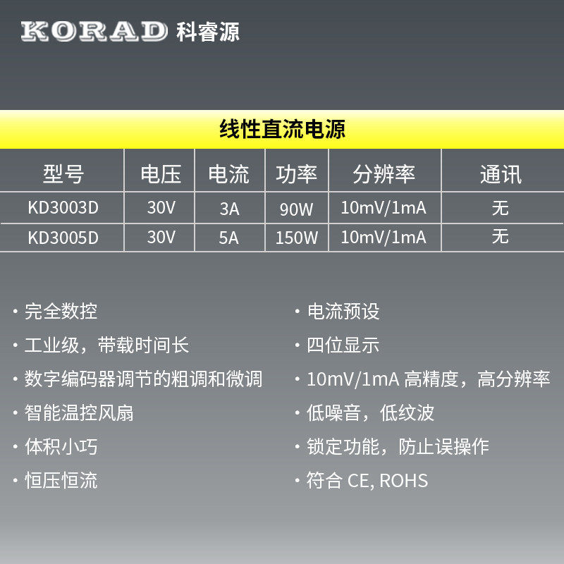 KORAD科睿源直流电源KD3003D恒压恒流线性直流可调电源KD3005D
