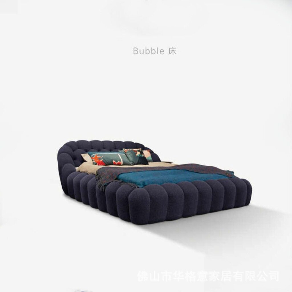 意式Bubble泡泡布艺床现代简约大平层别墅设计师款落地榻榻米床