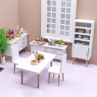 12迷你娃娃屋家具配件DOLLHOUSE摆件微缩12分现代风厨房模型