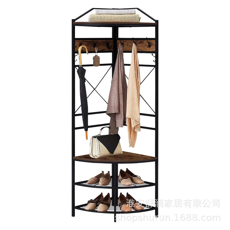 铁艺三角落地鞋帽架收纳置物