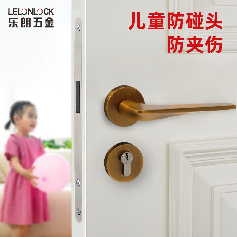 乐朗工厂批发欧式门锁卧室房门锁黑色卫生间实木门把手静音门锁具