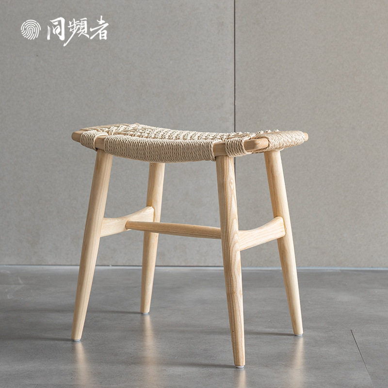 同频者北欧实木编绳餐椅小户型