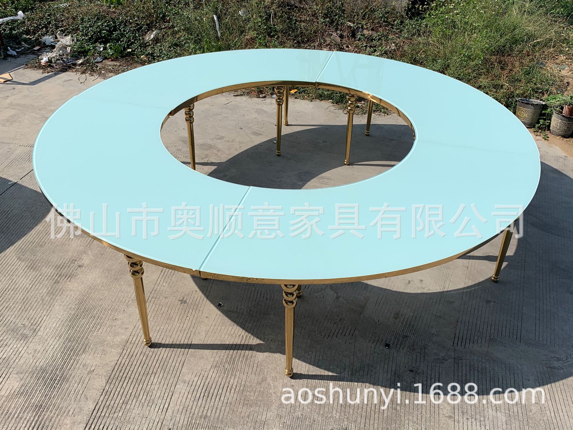 出口不锈钢酒店大餐桌户外创意婚庆桌椅组合S型组合20人桌椅批发