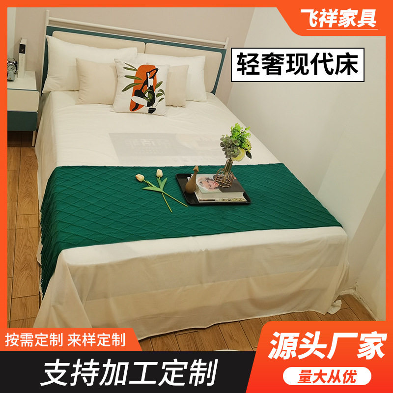北欧现代简约ins轻奢双人床 酒店公寓民宿主卧小户型大床厂家直销
