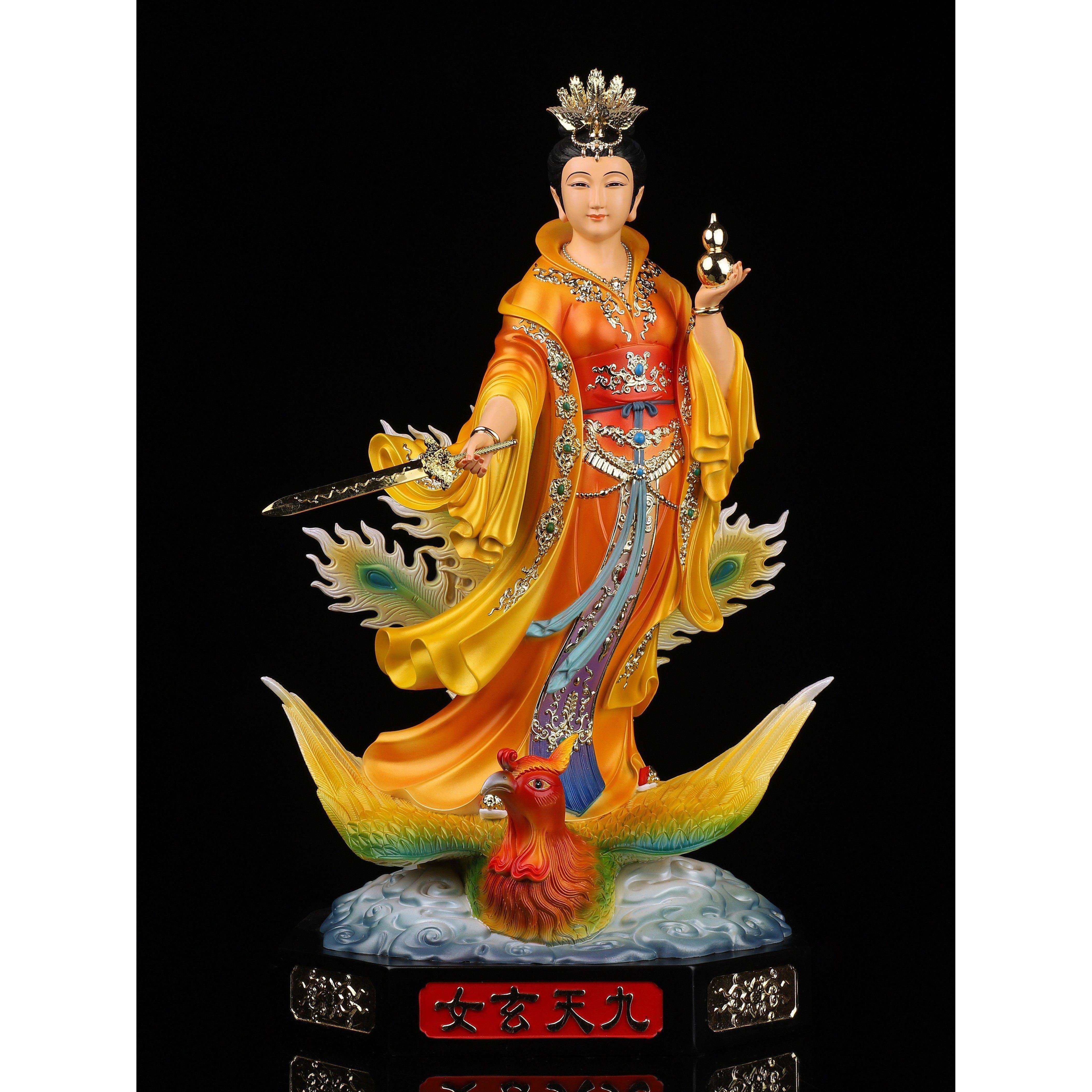 九天玄女站像踏凤九天圣母娘娘彩绘玄母天尊寺庙家用镇宅佛像摆件