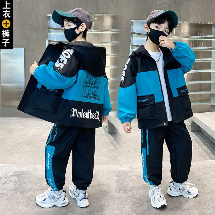 安奈儿联名男童运动服套装2025春秋儿童悟空外套冲锋衣男孩春装