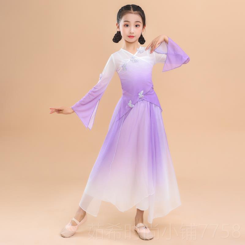 新款儿古典舞蹈服中风扇童子舞身国韵纱衣女表演服大合童唱演出服