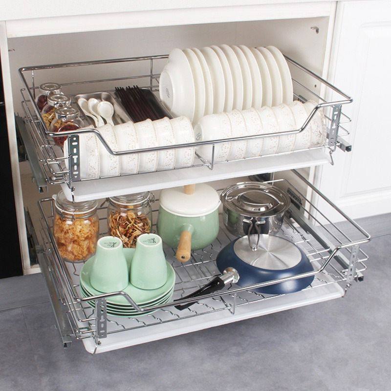 SUS304不锈钢碗碟架升降调拉篮架吊柜下拉式橱柜收纳碗盘置物架,家装主材,拉篮,淘宝优惠券,粉丝福利购,淘宝优惠卷
