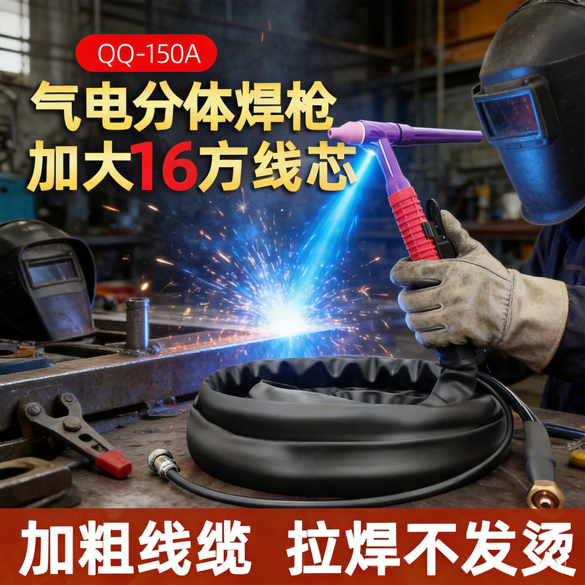 TIG150氩弧焊枪线大电流16方铜