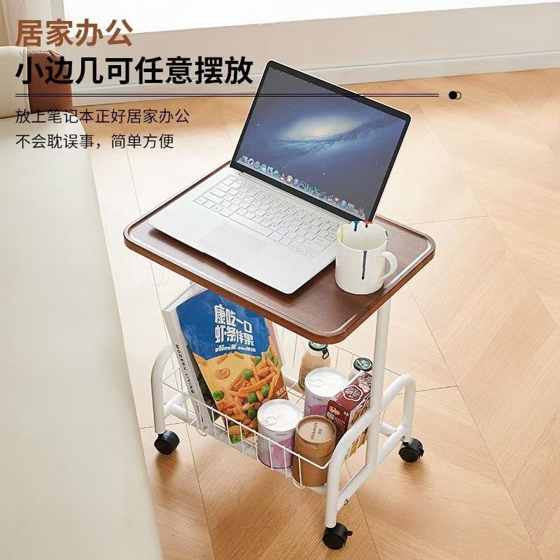 置物架沙发边柜跨境家用客厅卧室方形边几床头小茶桌移动收纳推车