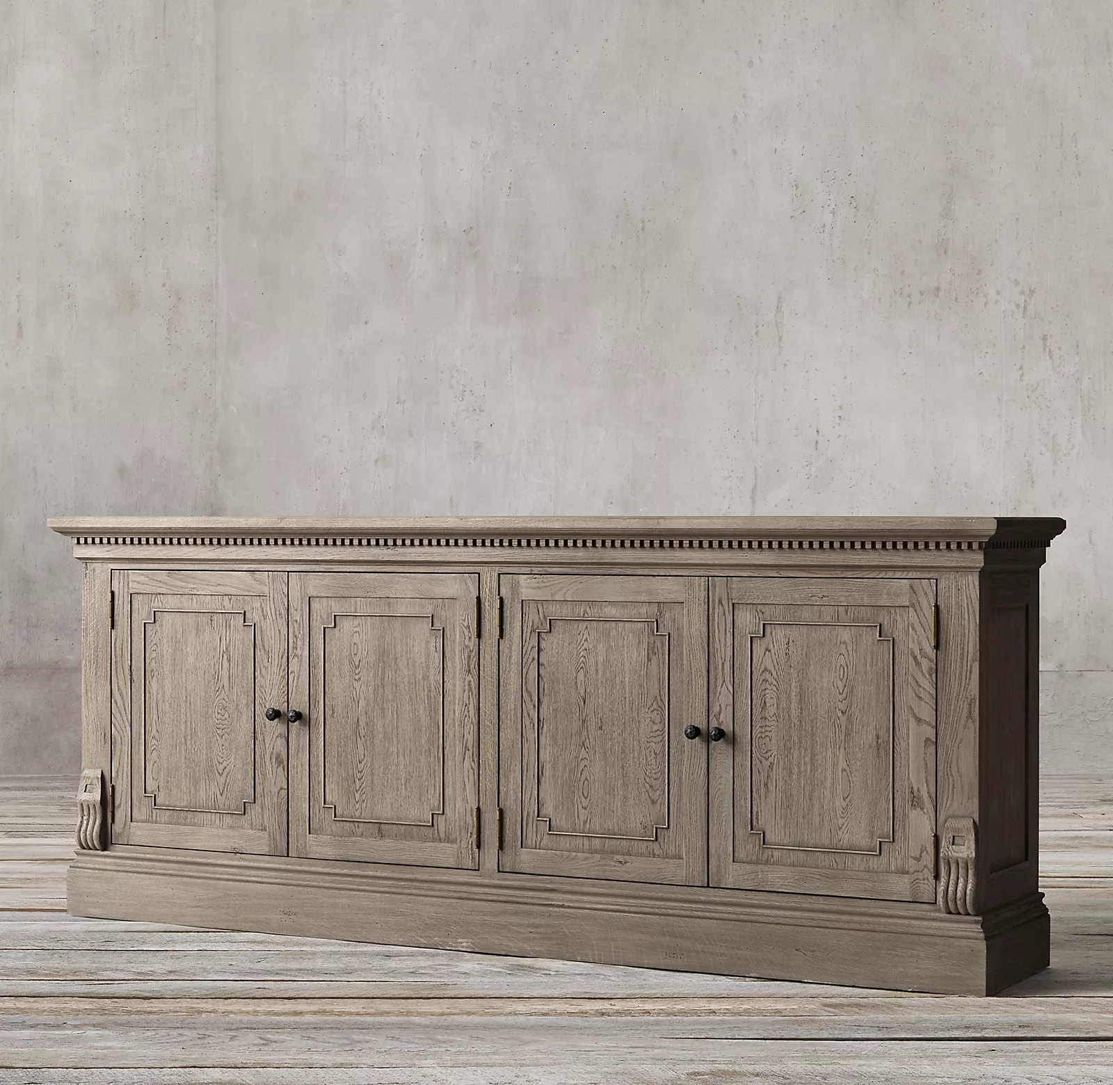 美式乡村复古原木门厅装饰柜美国RH实木玄关柜法式别墅橡木餐边柜