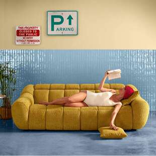 南瓜沙发法式复古布艺沙发现代简约奶油风客厅直排沙发