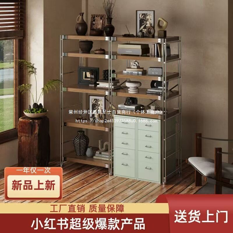 日式置物架落地货架多层客厅阳台书架简约储物架厨房微波炉收纳架