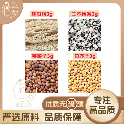 白芥子莱菔子丝瓜络王不留各3g克养生茶原材料泡茶无硫抓配可定制