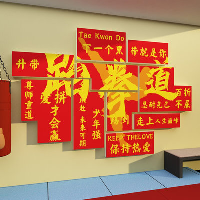 跆拳道馆文化背景墙面装饰画武术拳击健身房培训机构布置社团海报