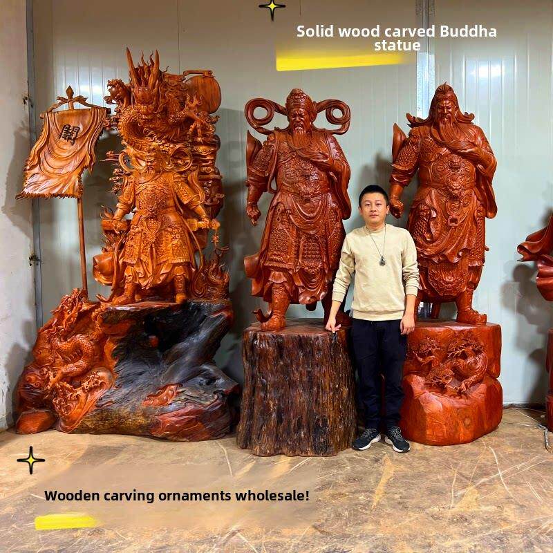 乌木大型木雕关公关羽武财神二爷神像手工实木根雕刻公司客厅摆件