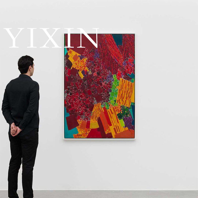 YIXIN 后现代艺术纯手绘抽象油画客厅巨幅创意装饰画玄关竖版挂画